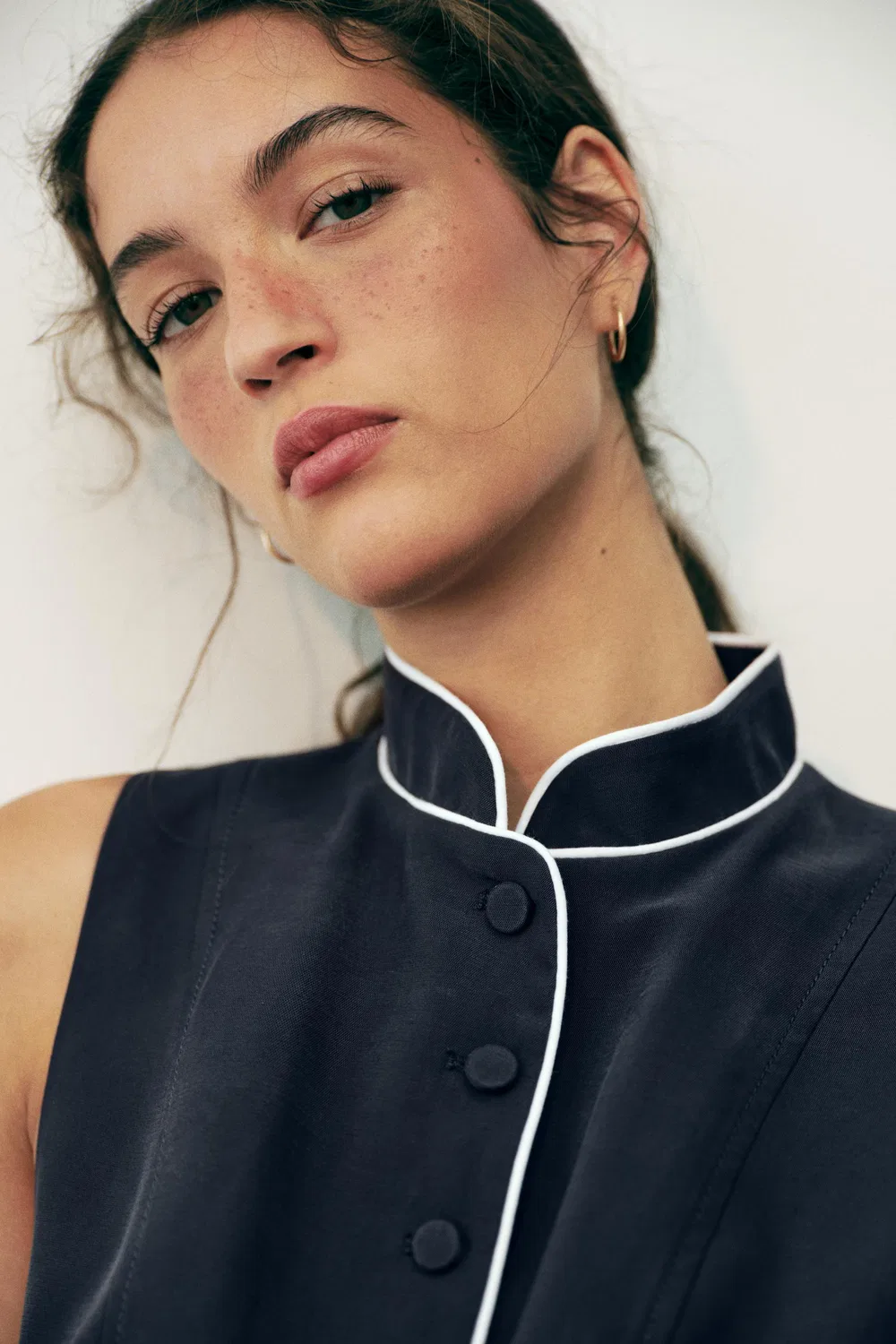 Жилет с контрастной отделкой ZARA, Navy blue — фото 4