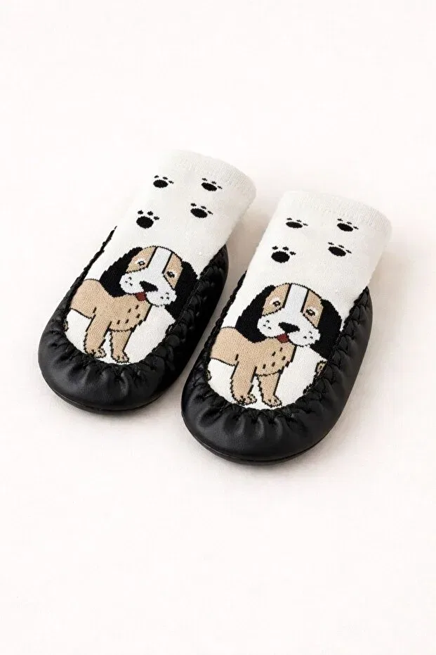 Детские носки-пинетки из кожи с принтом Basics Numix Baby Kids, Black — фото 4