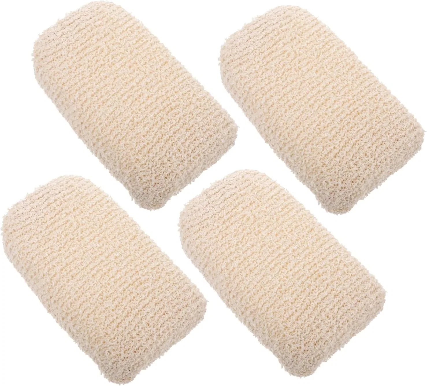 Детские мочалки из хлопка и льна DOITOOL, 4 шт, 15x10x4 см, Beige