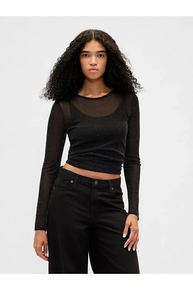 Женская футболка с длинным рукавом Gap, Black-000