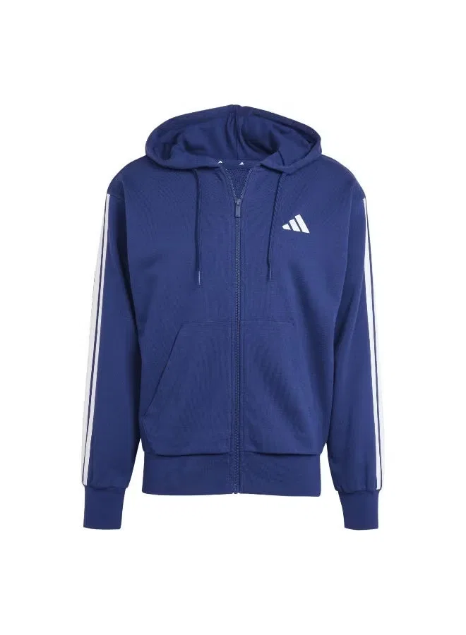 Худи на молнии с длинным рукавом Essentials three stripes Adidas, темно-синий — фото 3