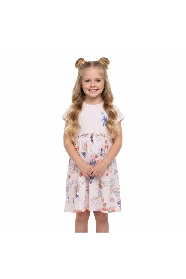 Детское платье для девочек хлопковое Stitch girl's dress Seabubbles, Pink — фото 4