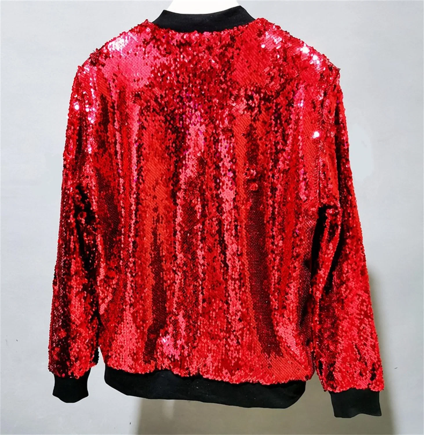 Женская куртка-бомбер с пайетками на молнии с длинным рукавом, Rosso — фото 3