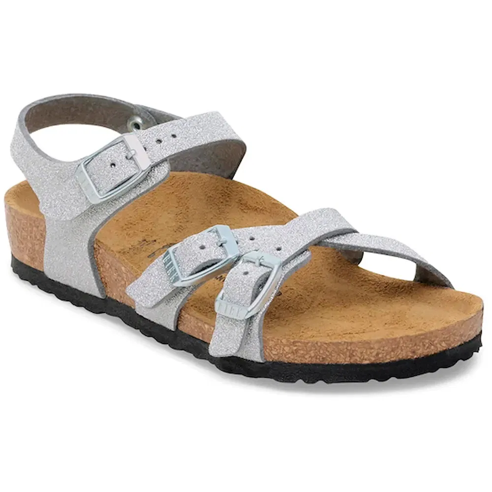 Детские сандалии для девочек с блестящим эффектом Kumba Birkenstock, Silver — фото 2