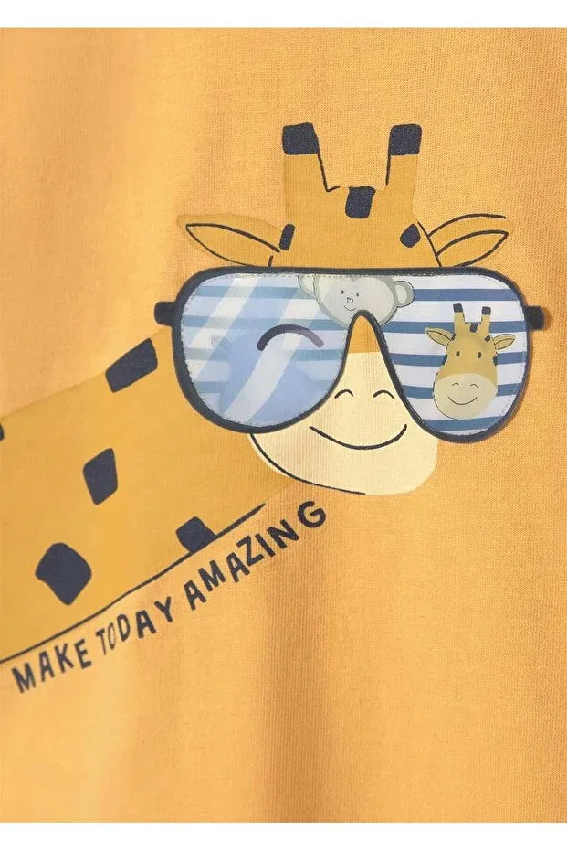 Детская футболка для мальчиков с принтом Giraffe Printed Mayoral, Yellow — фото 2