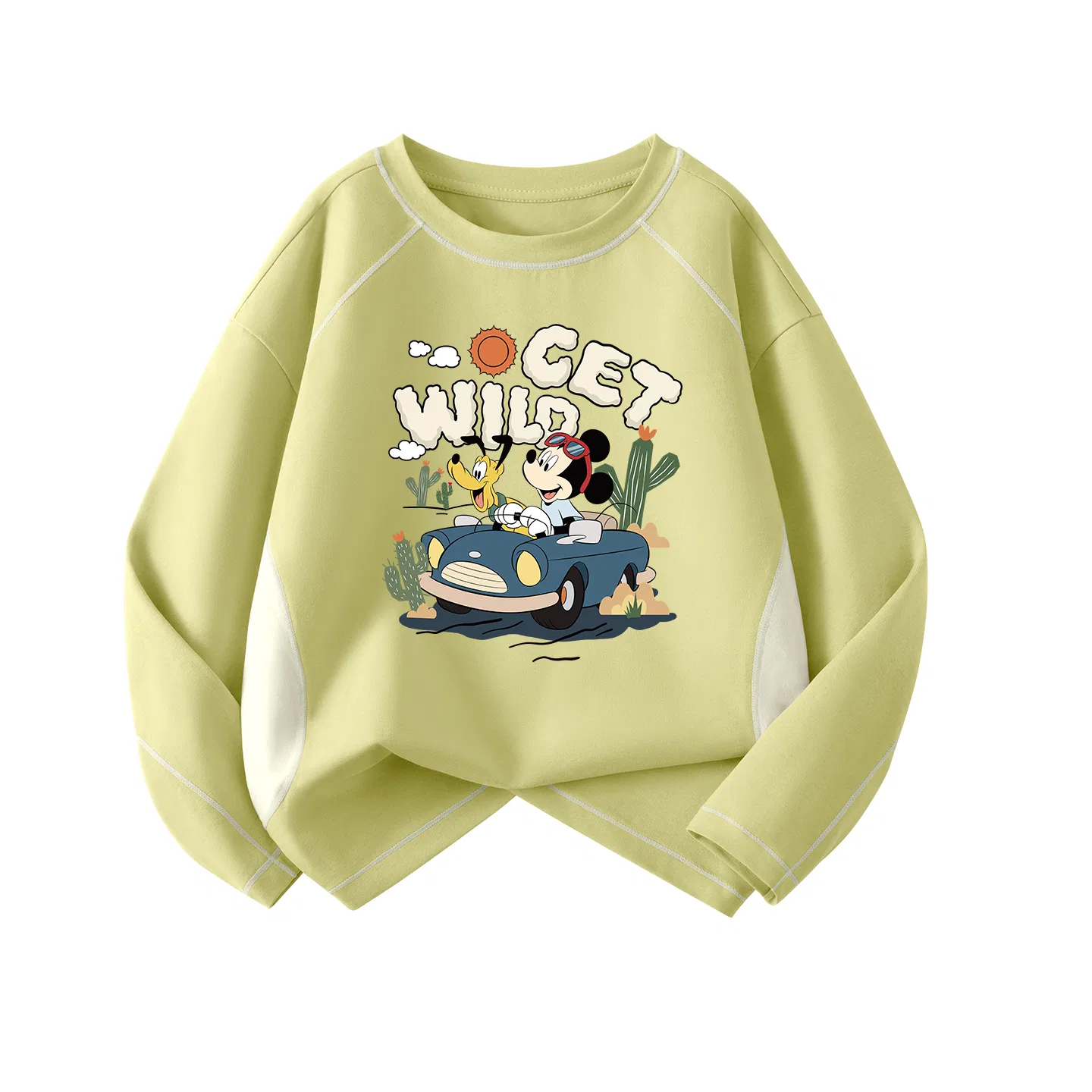 Детская футболка с принтом Disney Kids T Shirts Crew Neck Thin Stretch, Lime Yellow