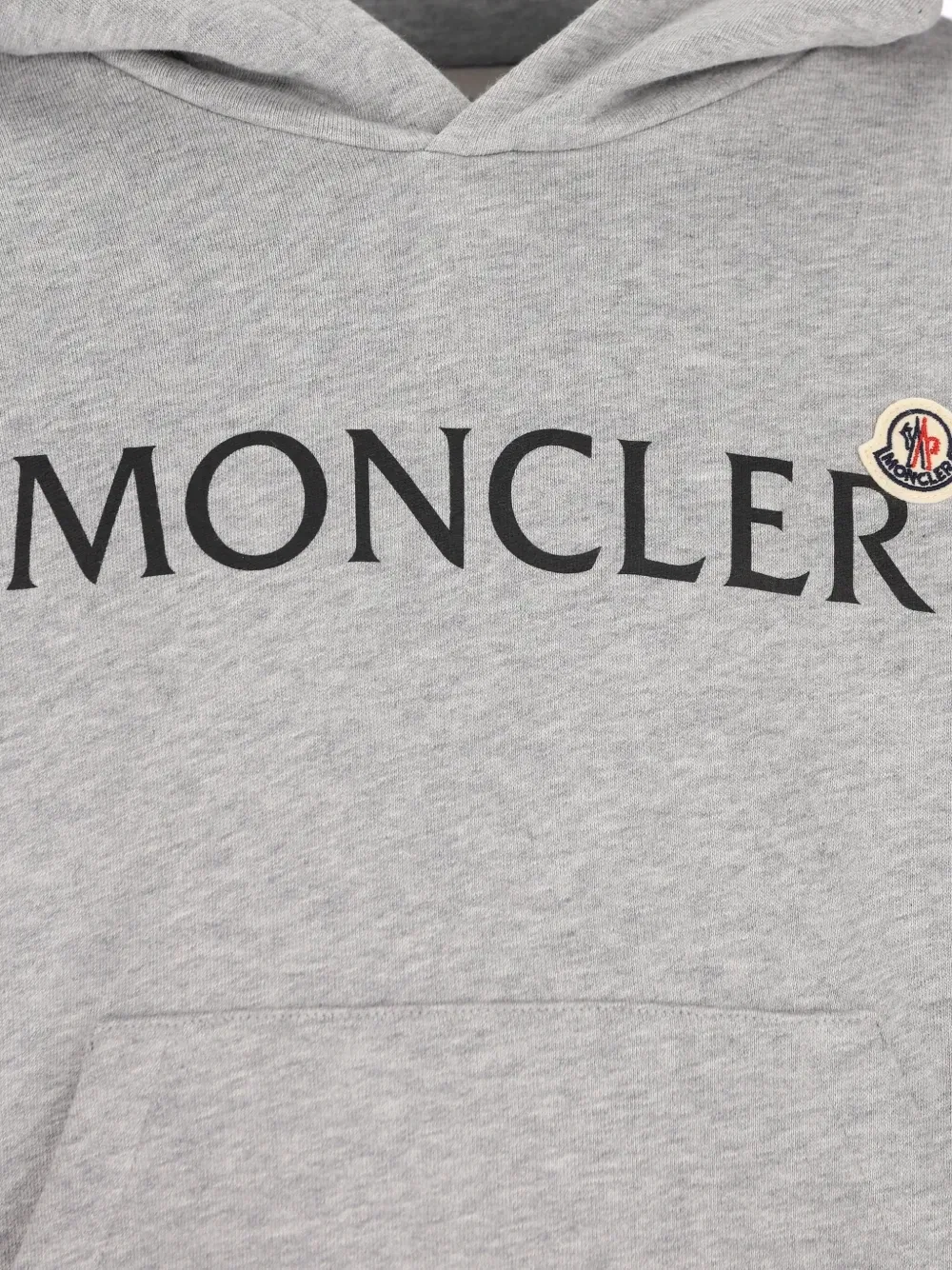 Худи с принтом логотипа и карманом-кенгуру Moncler Enfant, серый — фото 3