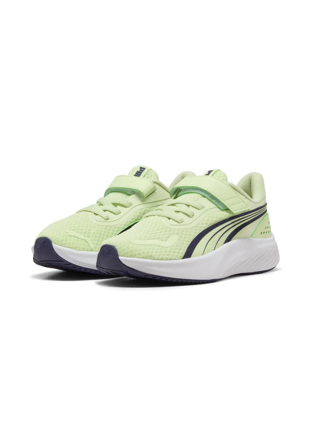 Детские кроссовки с шнуровкой и липучкой Pounce Lite Puma, Grun Konigsblau Lila