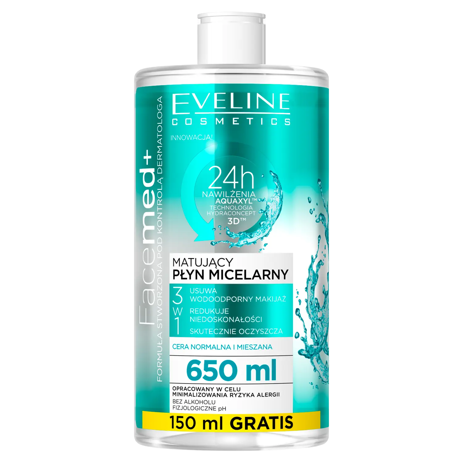 

Eveline Cosmetics Matujący 3w1 мицеллярная вода для лица, 650 мл