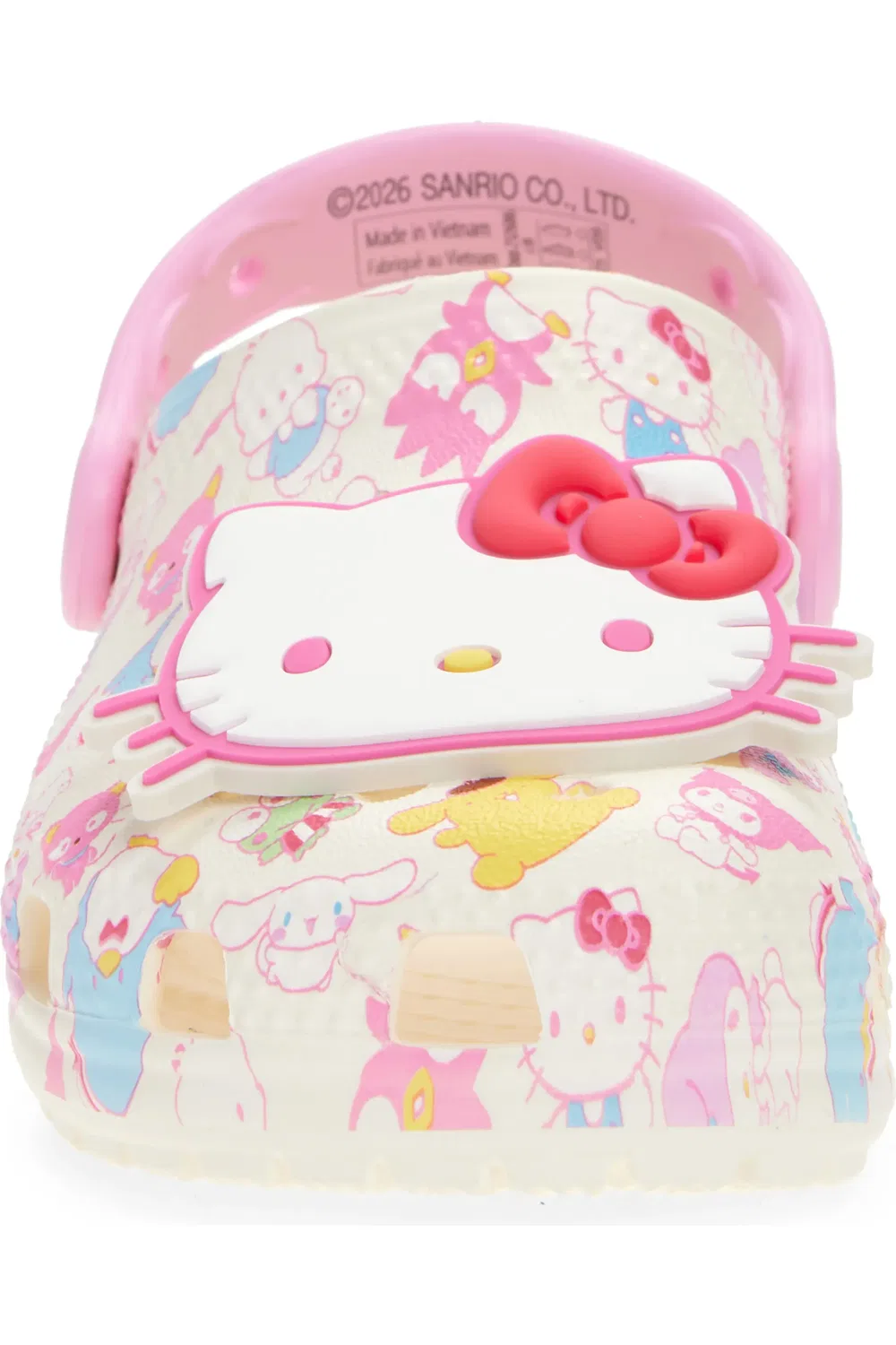 Детские клоги водонепроницаемые Classic Clog Crocs x Hello Kitty, Ivory/Pink Multi — фото 4