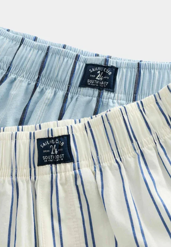 Комплект пижамных брюк из 2 штук, хлопок, Marks & Spencer, синий — фото 2
