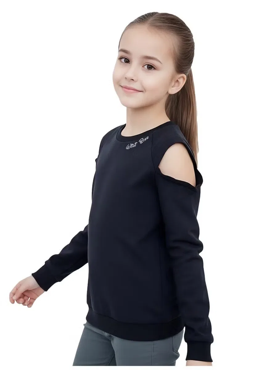 Свитшот с открытыми плечами и длинным рукавом с принтом Daydream Believer Rose Wini Bee, черный — фото 2