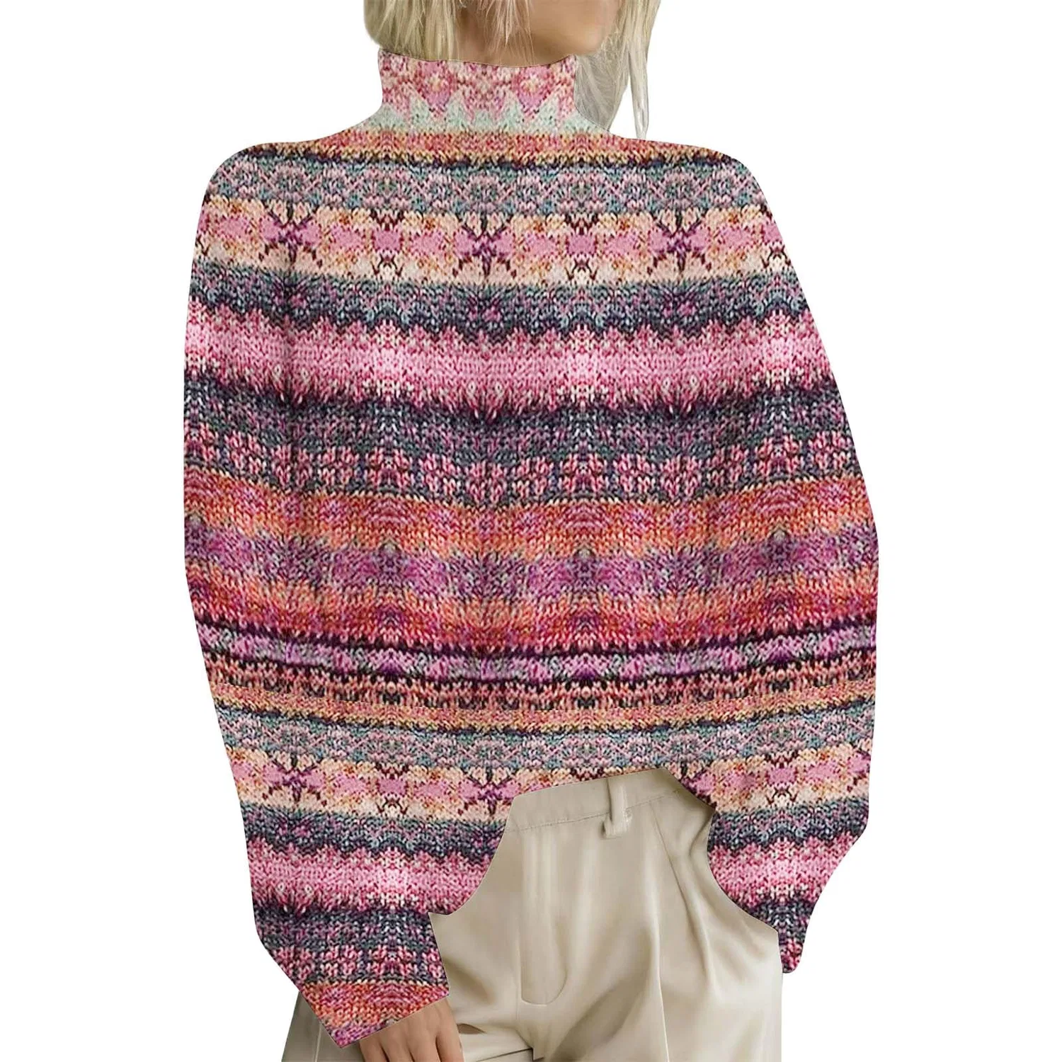 Женский свитер с жаккардовым узором Norwegian, 02 Hot Pink