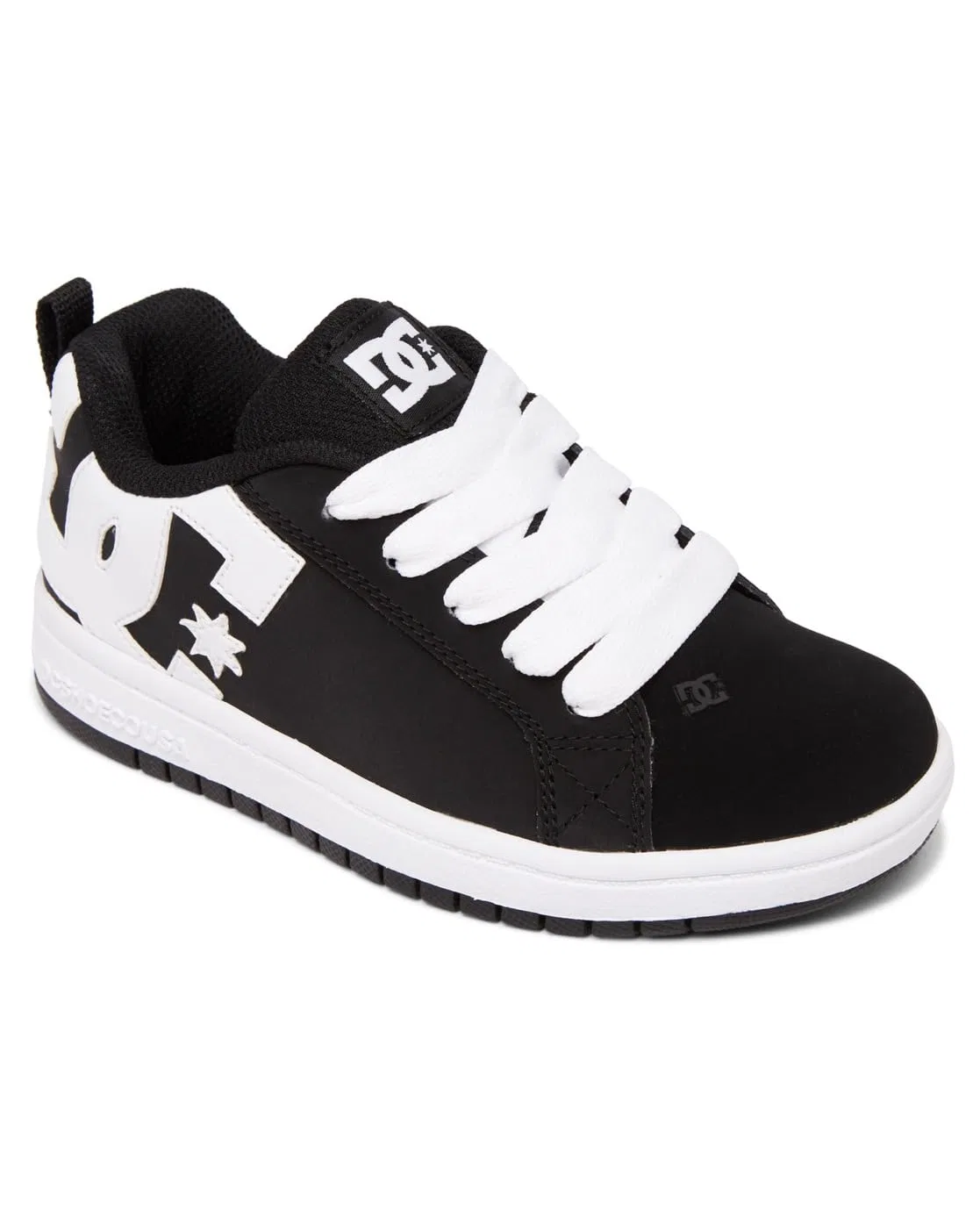 Детские кроссовки для мальчиков с замшевой кожей DC Shoes Court Graffik, Black And White — фото 2