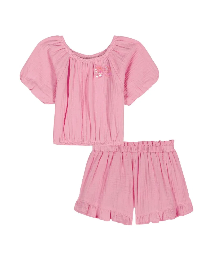 Комплект из топа и шорт для девочек, 2 предмета Kids Headquarters, Pink
