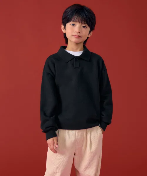 Детский свитшот с длинным рукавомOversize с воротником MUSINSA STANDARD KIDS, Black