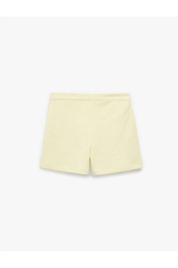 Детские шорты для девочек твидовые Pile detailed tweed mini shorts with pockets Koton, Yellow — фото 3