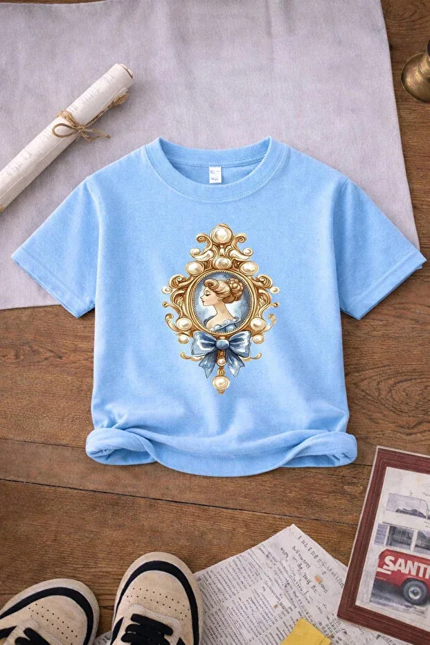 Детский комплект футболок для девочек с принтом Princess and toy and ribbon, Twins Tailors, Blue — фото 3