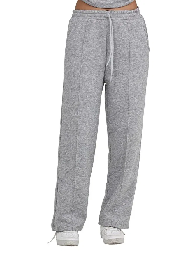 Детские спортивные штаны для девочек широкие хлопковые Erdem Kids, Gray-Melange