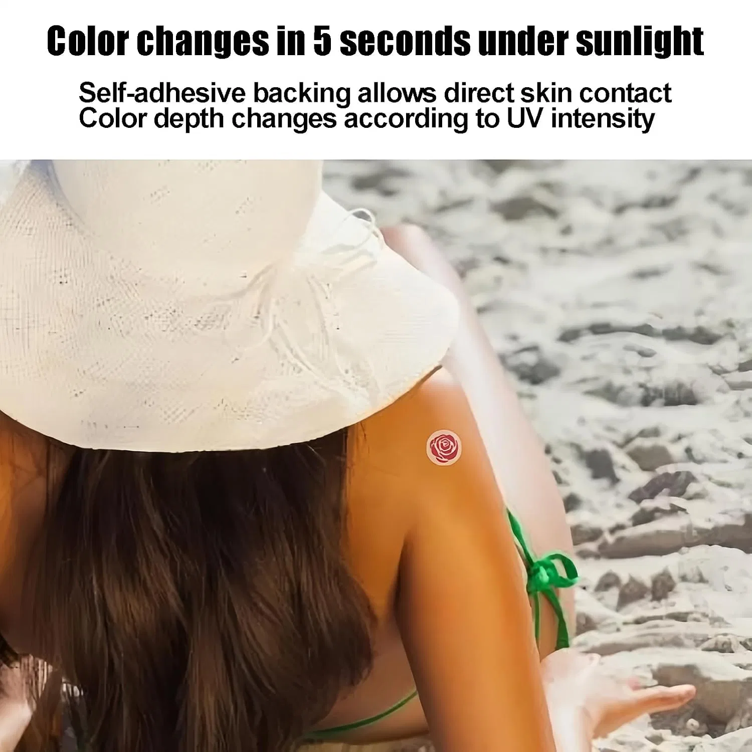 UV Detection Stickers, Colour Changing SPF Patch, 1 штука, Multicoloured Generisch — фото 4
