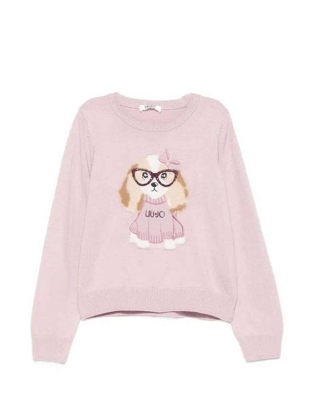 Свитер с интарсией и собачьим мотивом Liu Jo Kids, фиолетовый