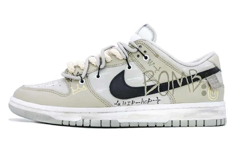 

Кастомизированные кроссовки Nike Dunk Skateboard Unisex Low-Top, серый/белый