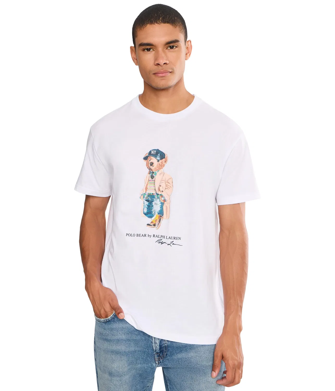 Классическая футболка-поло с изображением медведя. Polo Ralph Lauren, White