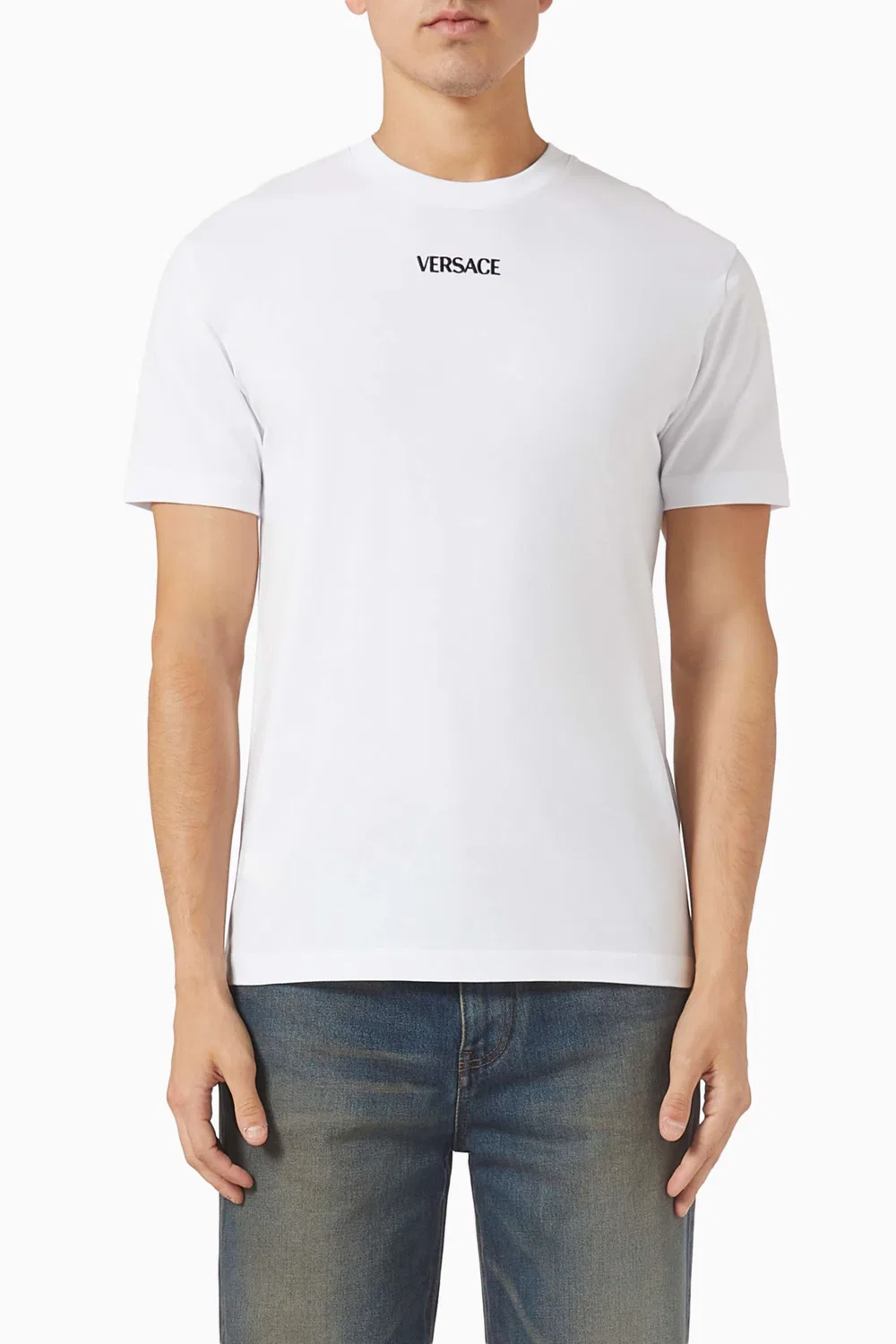 Футболка с вышивкой хлопковая Versace