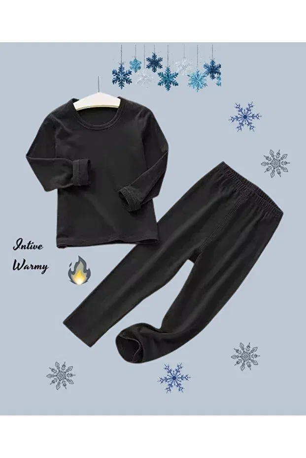 Детский комплект термобелья для мальчиков с начесом Intive Lingerie, Black
