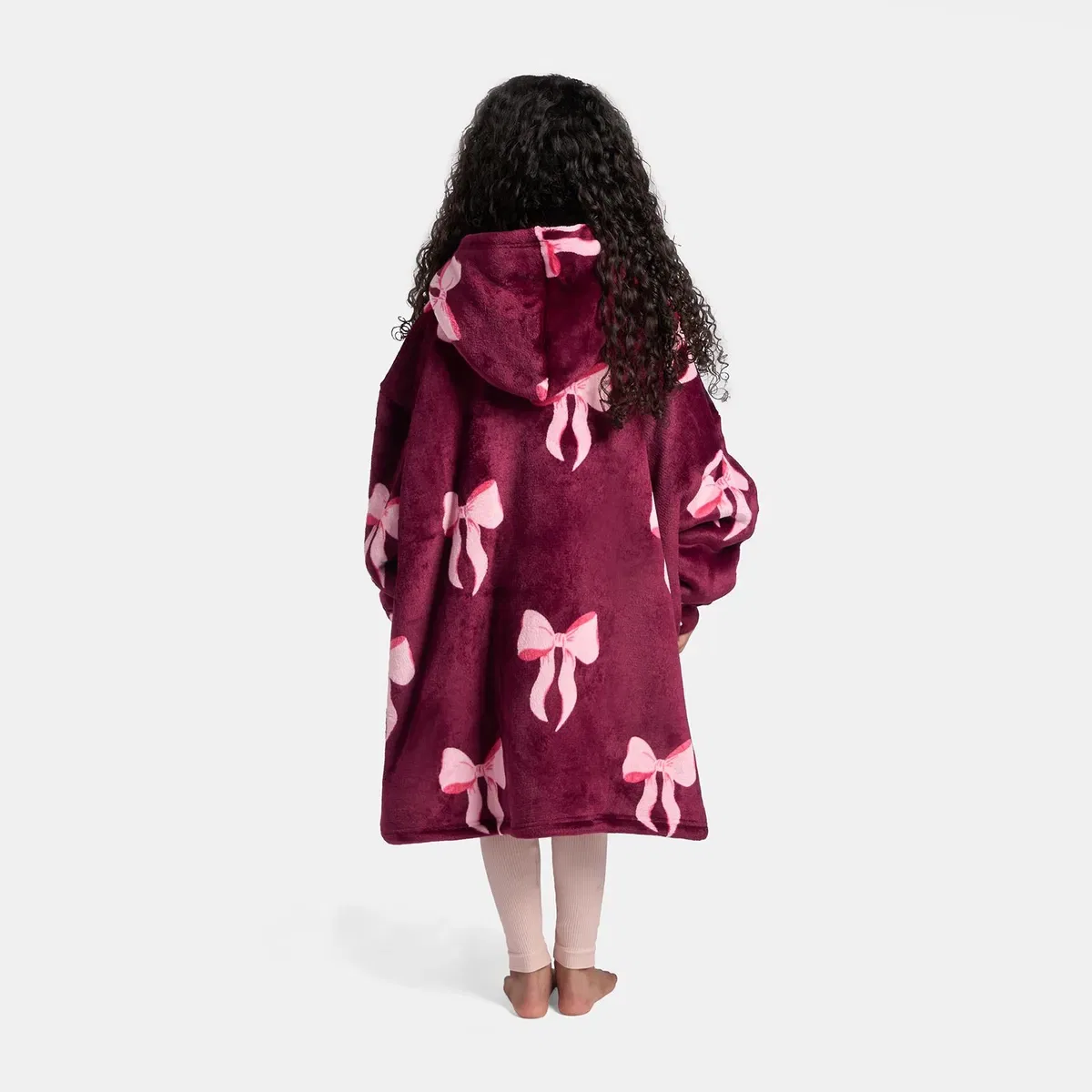Детский худи из флиса с капюшоном Mini me bows Ohs, Burgundy — фото 3