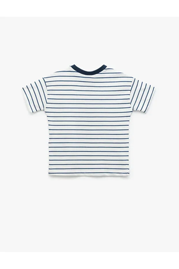 Детская футболка для мальчиков с принтом Koton, Ecru Striped — фото 2