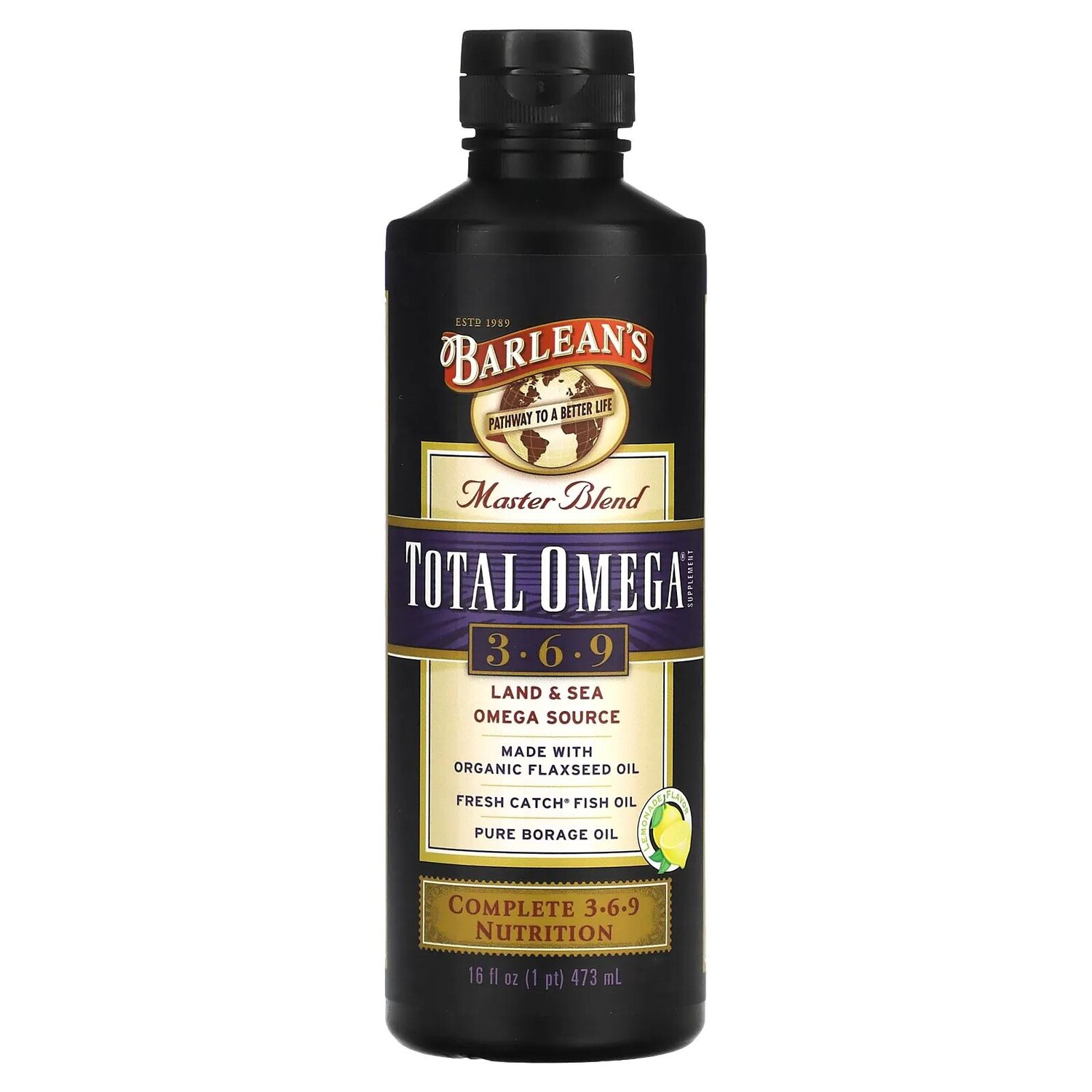 

Barlean's Total Omega 3-6-9 Master Blend Лимонад 16 жидких унций