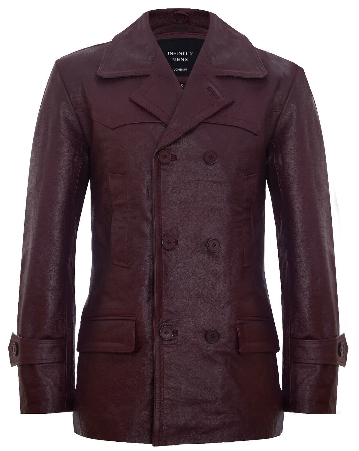 

Кожаная куртка Infinity Leather двубортная, бургундия
