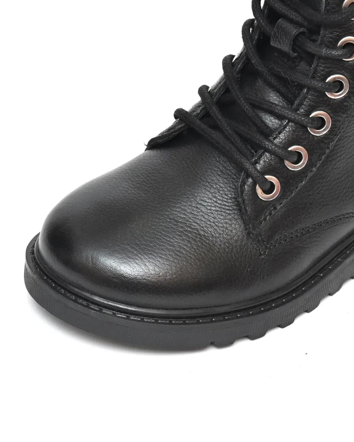 Детские кожаные ботинки на щиколотке с принтом Storm Toezone, Black — фото 4