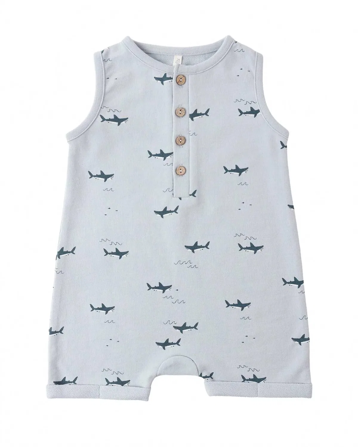 Детский боди-комбинезон для мальчиков с принтом акул Sharks Davis Romper Rylee + Cru, Light Blue