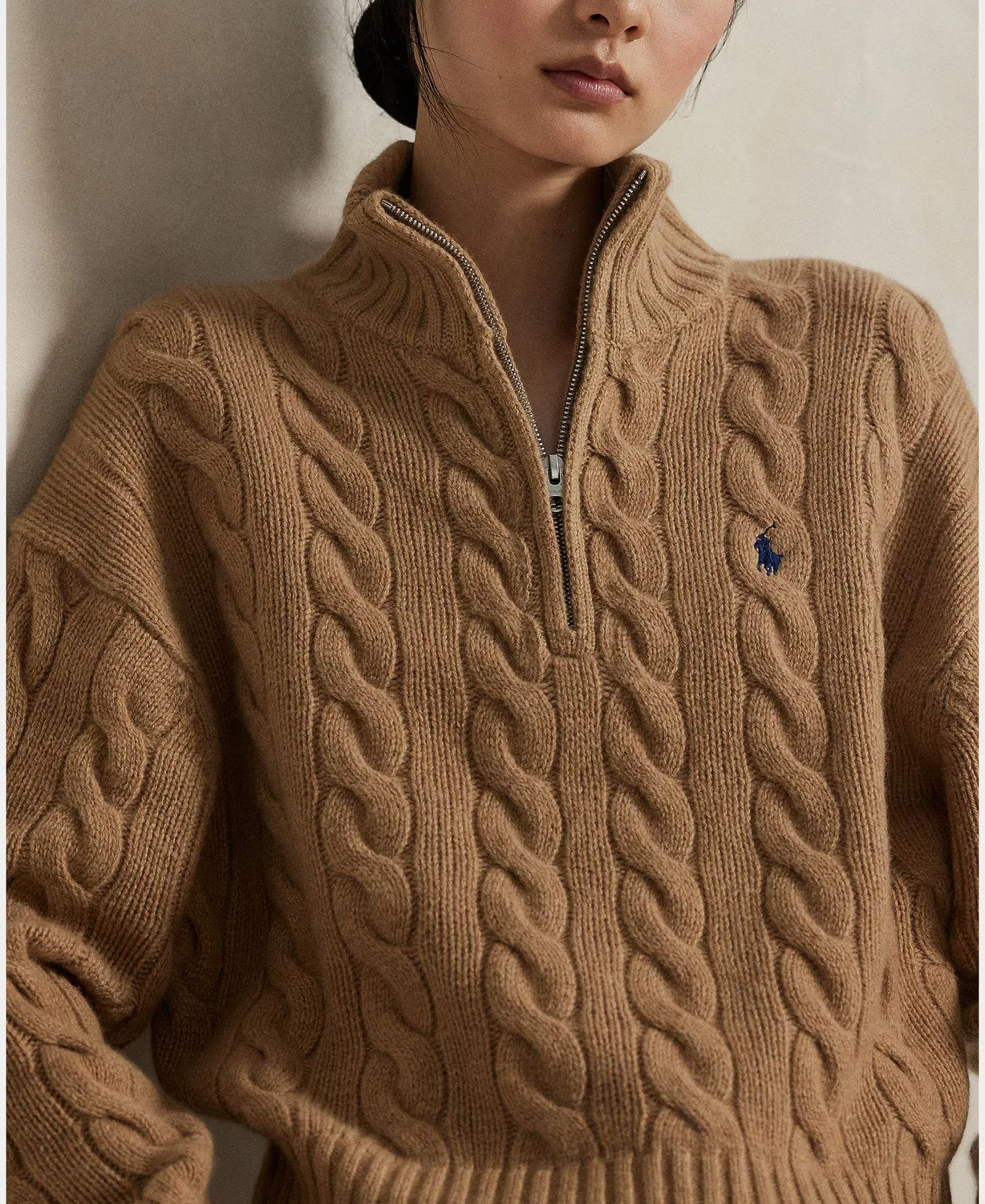 Женский джемпер из шерсти, Cachemira Punto Ochos, Polo Ralph Lauren, светло-коричневый — фото 3