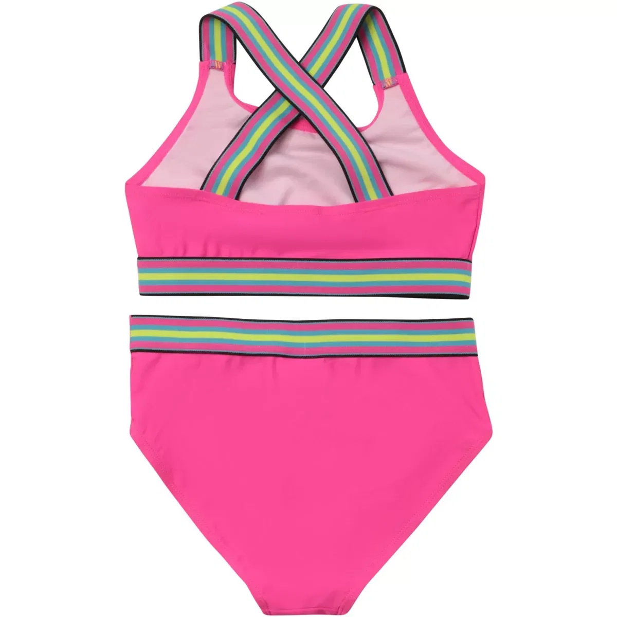 Детский комплект бикини для девочек с принтом Just Love, Fuchsia With Neon Trim — фото 2