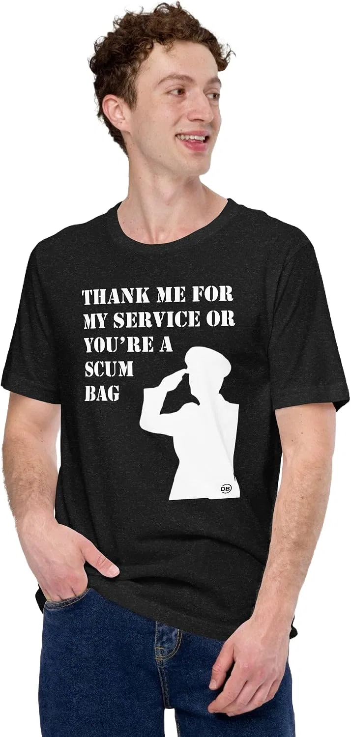 Женская футболка с принтом, Thank Me for My Service, чёрный меланж
