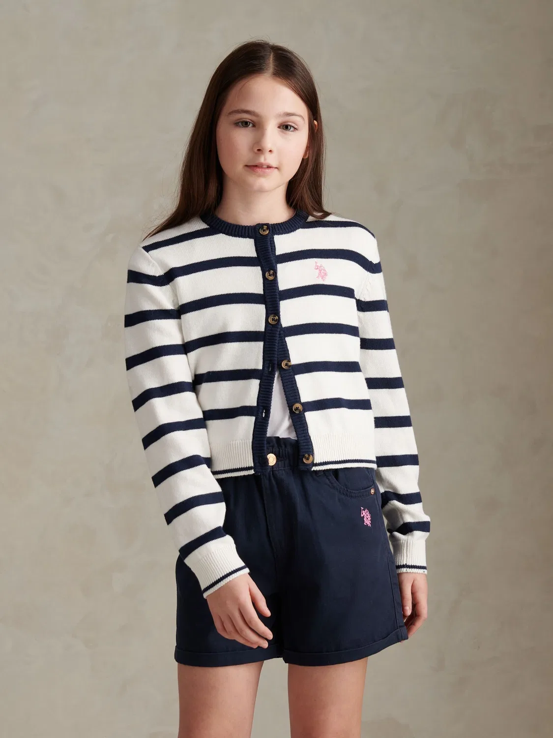 Кардиган в полоску U.S. Polo Assn, белый