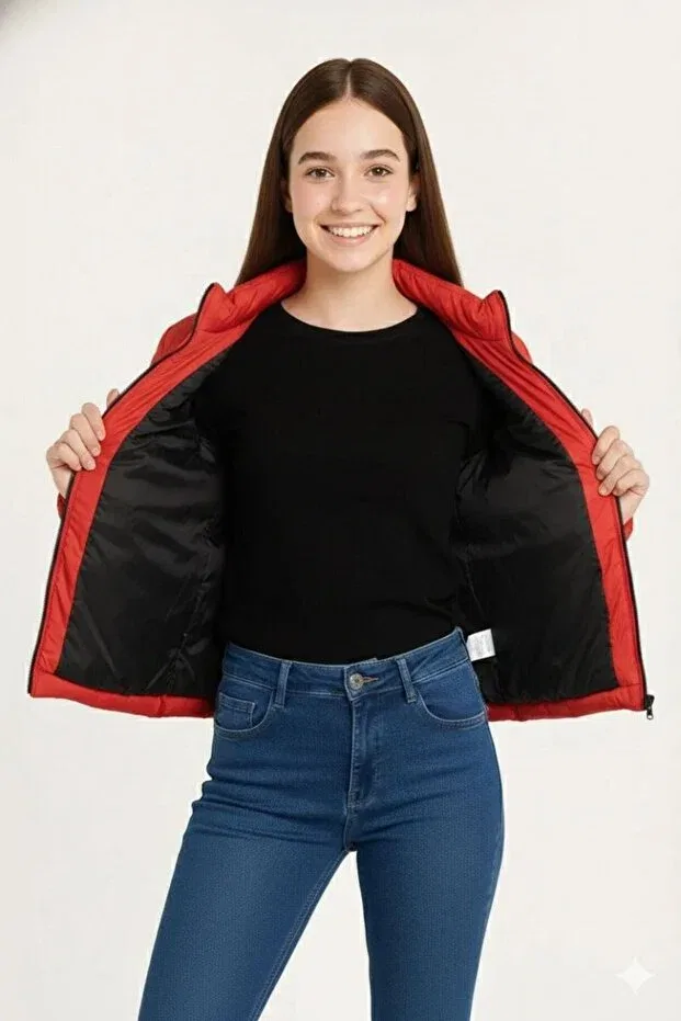 Детское пальто для девочек с принтом Velmorafashion, Red — фото 2