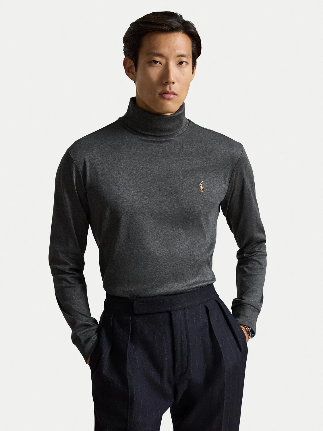 Мужская водолазка стандартного кроя Polo Ralph Lauren, темно-серый