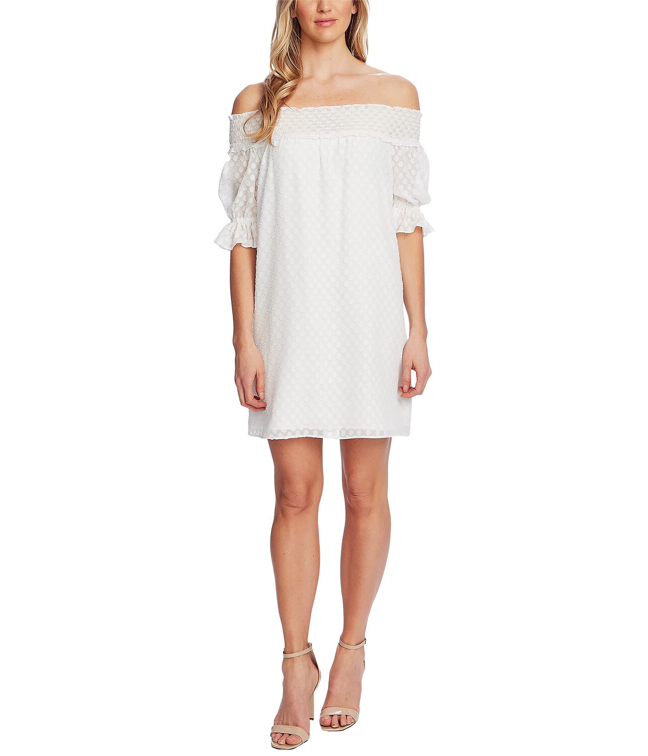 

Платье CeCe, Off-the-Shoulder Clip Dot Dress