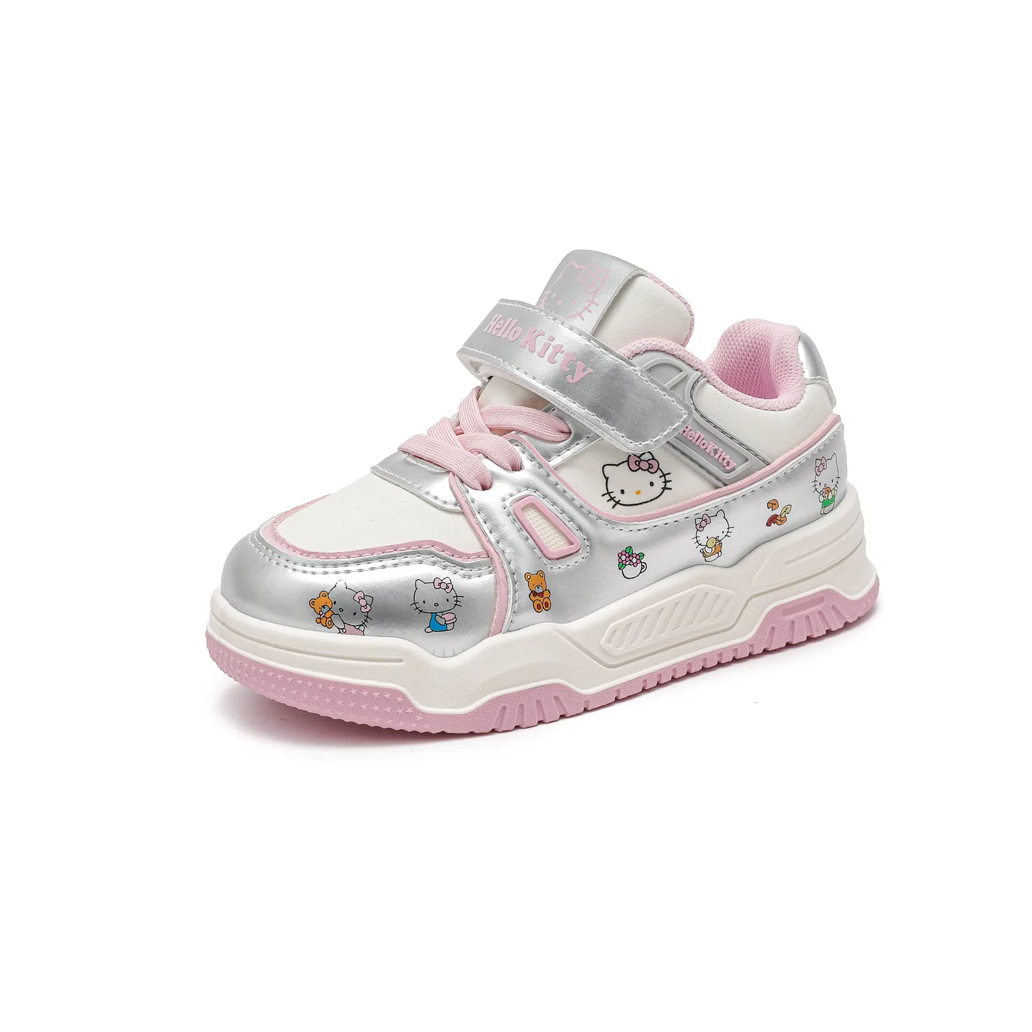 Детские повседневные кроссовки с Hello Kitty, Sanrio, Beige/Silver/Pink — фото 4