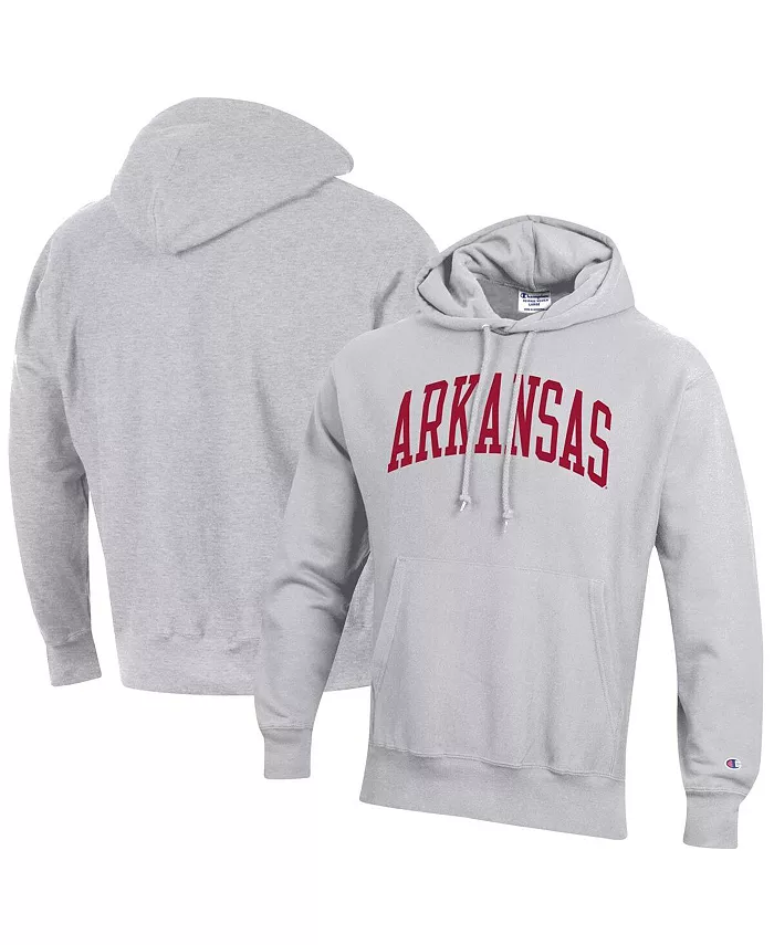 

Мужская толстовка с капюшоном Heathered Gray Arkansas Razorbacks Team Arch Reverse Weave Champion