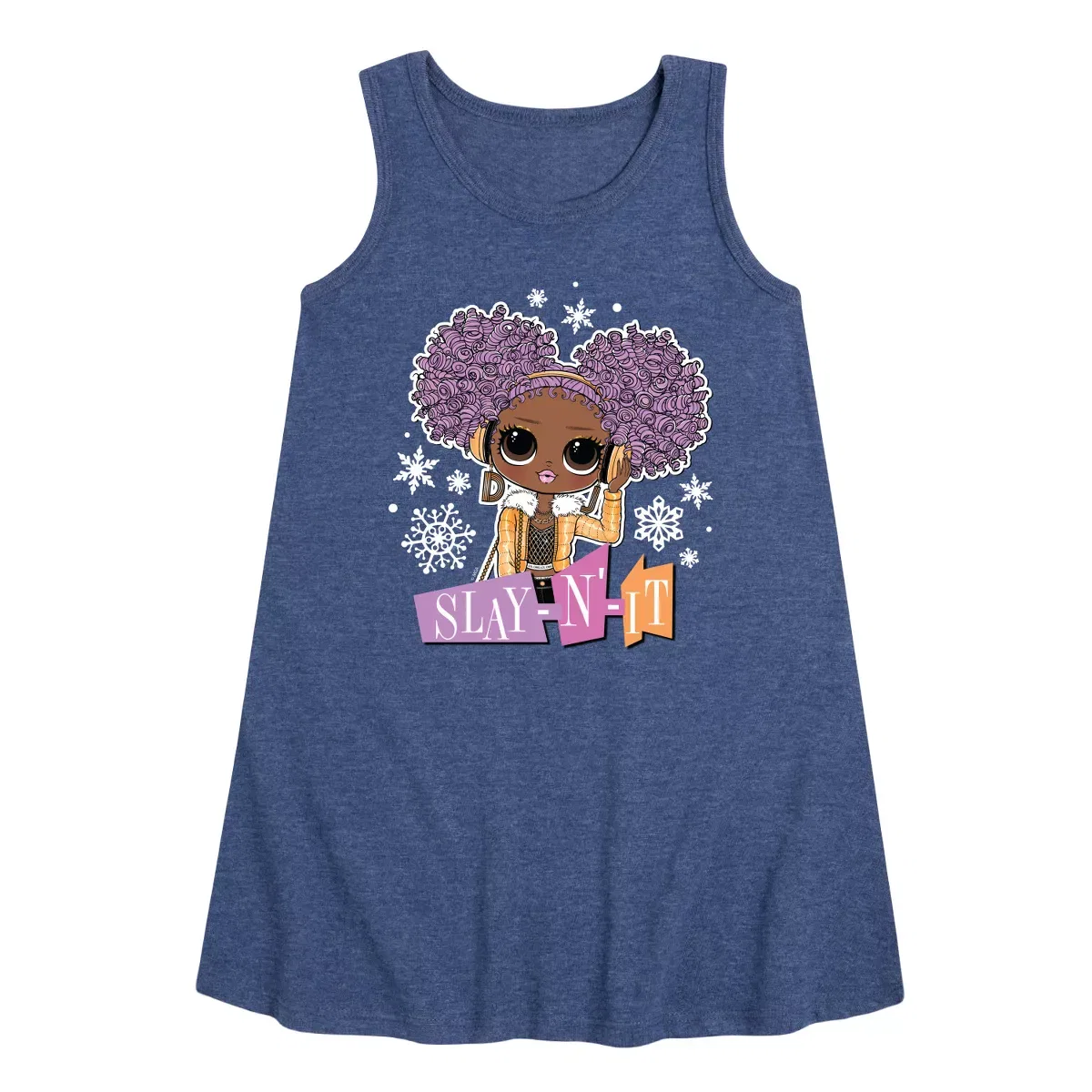 Детское платье-трапеция без рукавов Winter Dolls L.O.L. Surprise!, Heather Navy