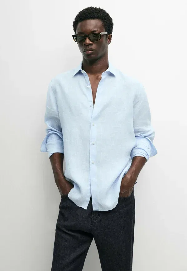 Рубашка в полоску Shirt Massimo Dutti, light blue, светло-голубой