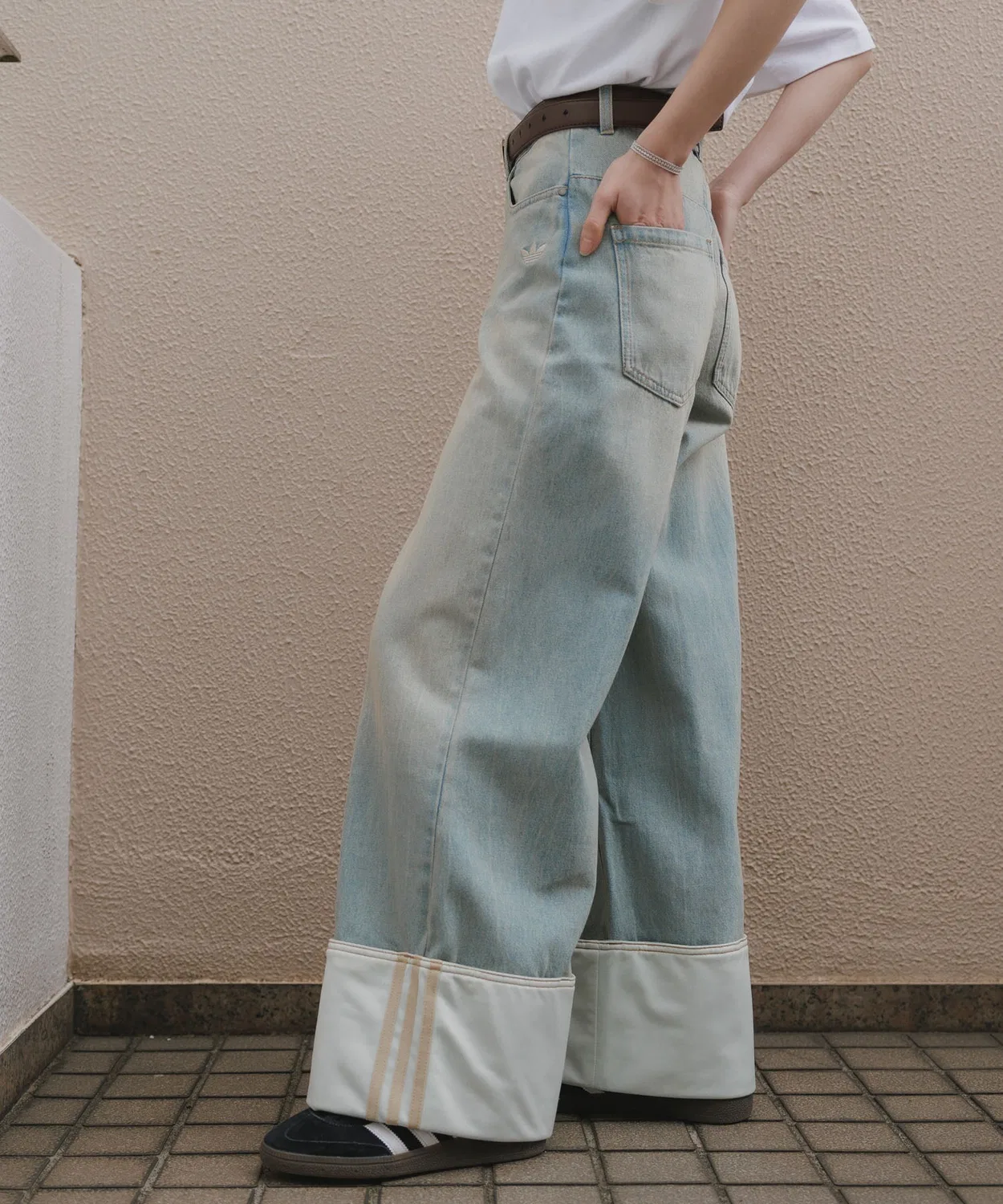 Мужские джинсы с принтом Wide Leg Vintage Adidas, Light Blue