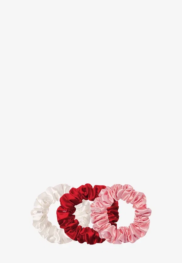 Набор из 3 шелковых резинок для волос Pure Silk Large Scrunchie Slip, Scarlet, Rose, White
