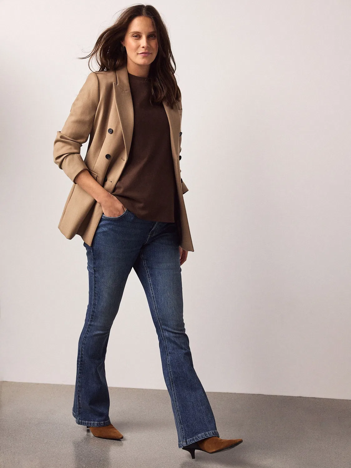 Джинсы клеш для беременных, деним, Maternity Denim Flare Next, темно-синий — фото 4