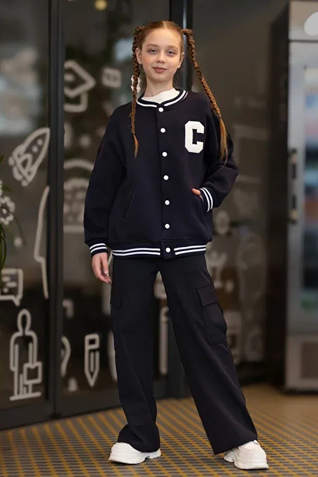 Детский кардиган с бомбер-воротником Shardonlu College Dmb Boys & Girls, Navy Blue — фото 2